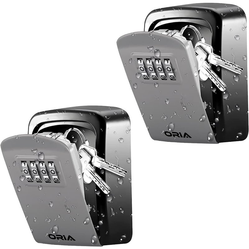 Key Boxes,2 x Wall Key Storage Box,4 Digit Combination Safe for Sharing and Securing Keys,Ideal for Old Parents Spare Keys-Silver