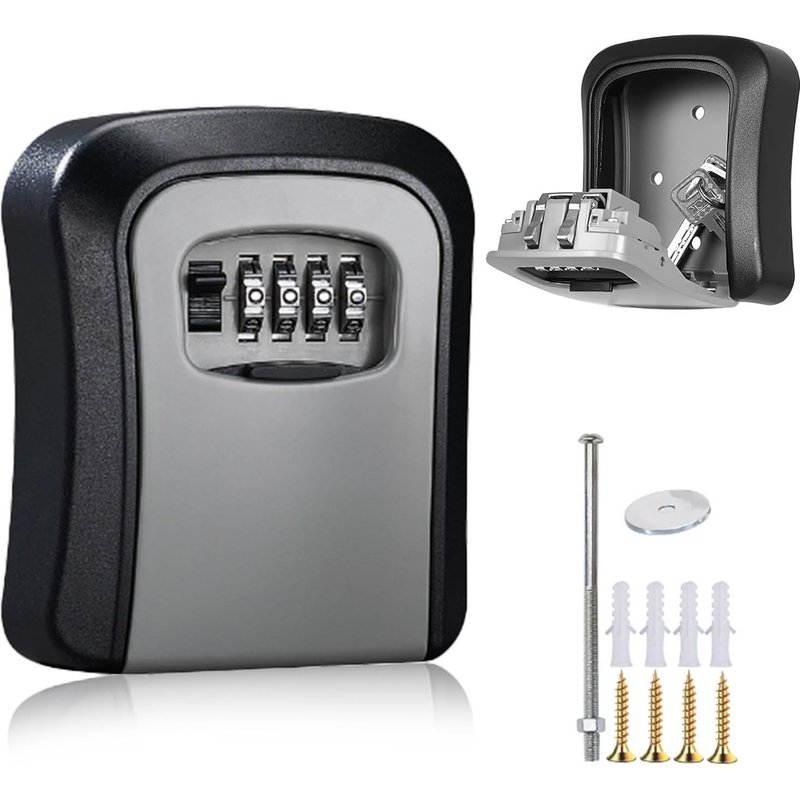 Key Box,Secure Key Box with 4 Digit Code,Wall Key Box,Dem,Combination Key Box,Waterproof and Rustproof,Key Box for Apartments,Offices,Schools,Garages