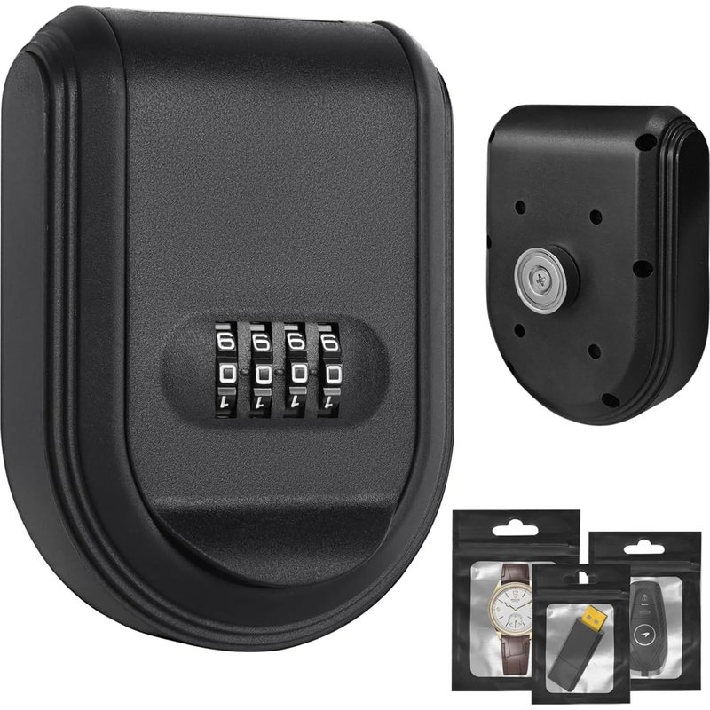 Key Safe with Code Encryption,Waterproof,Magnetic,Outdoor Safe with Waterproof Bag,Key Box for Spare Keys Garage,School,Office