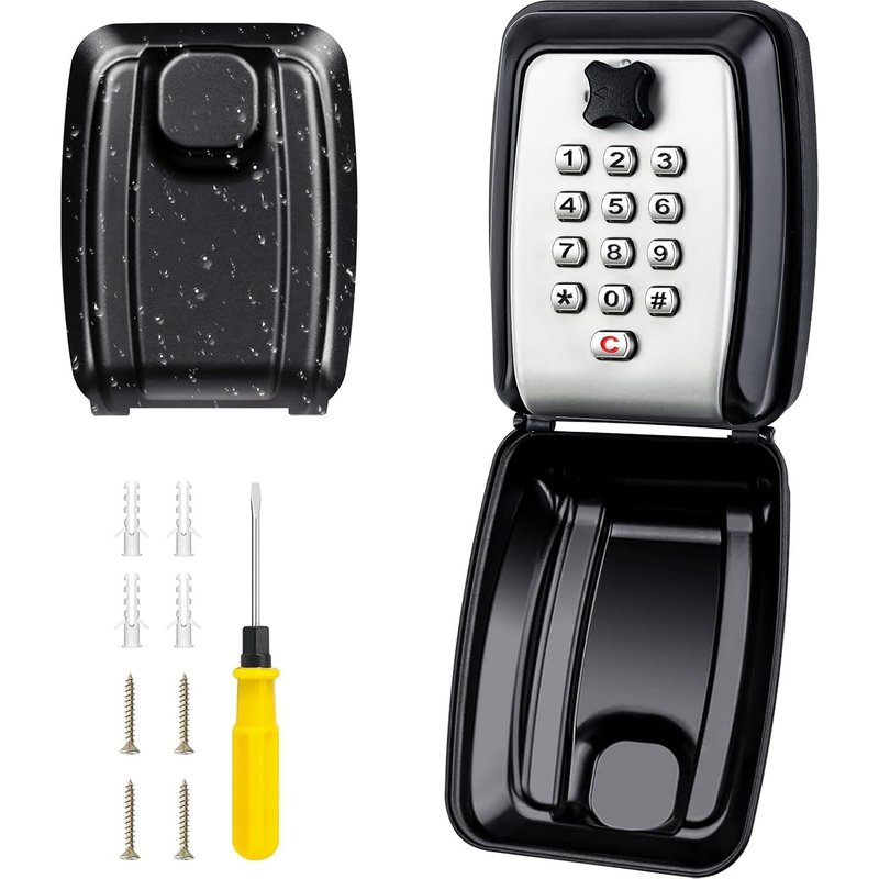 Securisee Outdoor Key Box Large Waterproof Wall Key Box with 12 Digit Code,Secure Key Box,Waterproof and Rust Proof for Home Garage School.