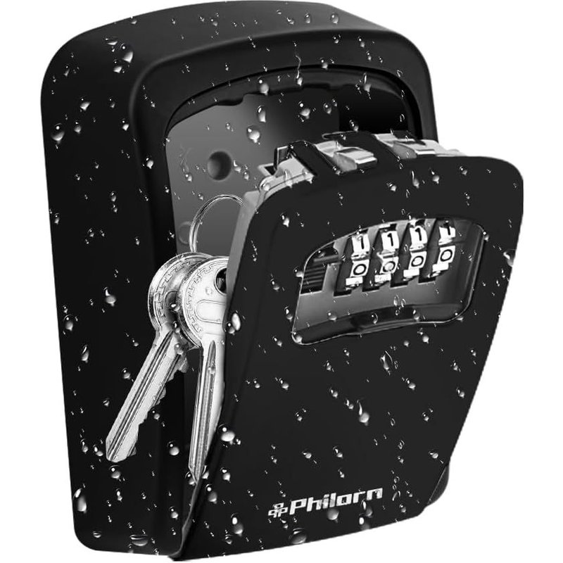Key Box with Code,Secure Key Box4 Digits Resettable Code-Weatherproof-Wall and Door MountingUltra-Strong Key Box,Store Over 6 Keys