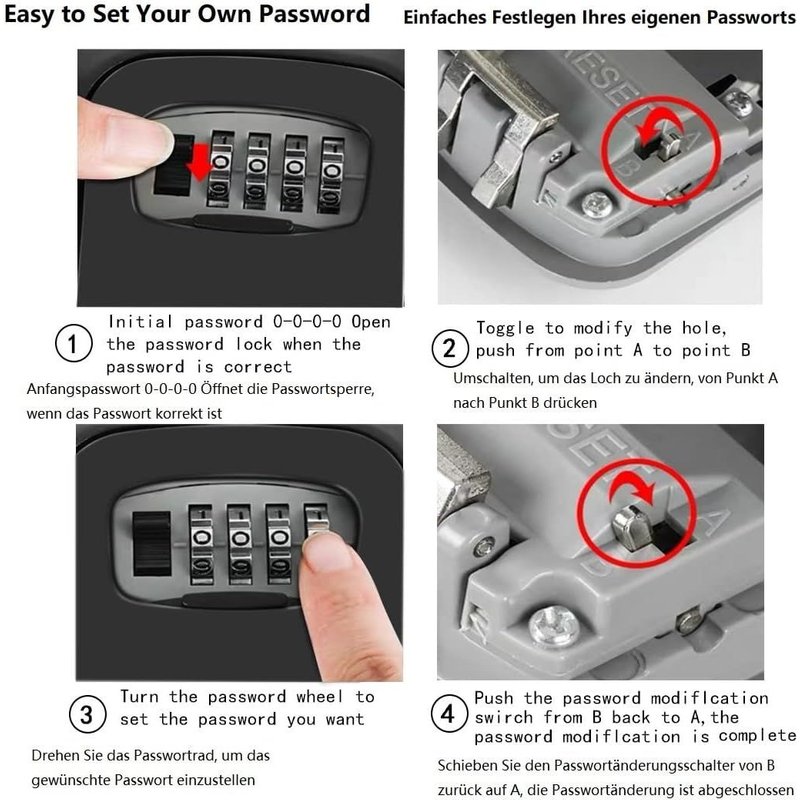 Outdoor Combination Key Box Wall Mounted Home Key Hide Outdoor Key Safe