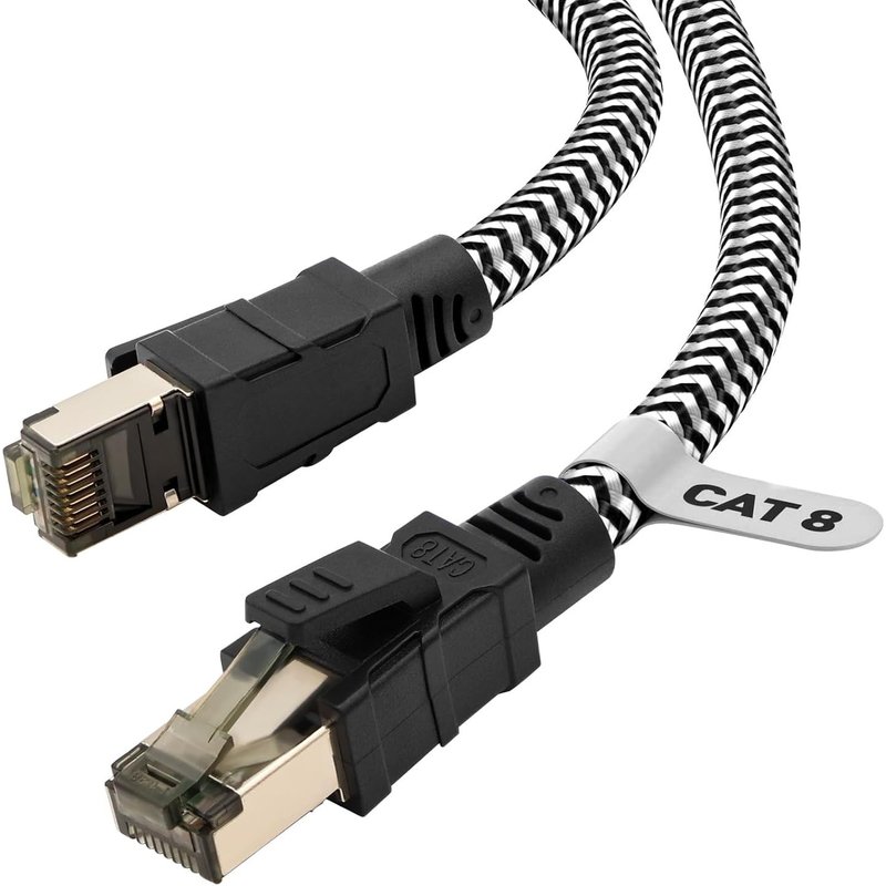 Cat 8 Câble Ethernet,3M Nylon 40Gbps 2000MHz Câble Ethernet Haute Vitesse,Cordon de Brassage S/FTP Avec Connecteur Rj45 Nickelé Pour Ps5/Ordinateur Portable/Routeur/Jeux/Modem