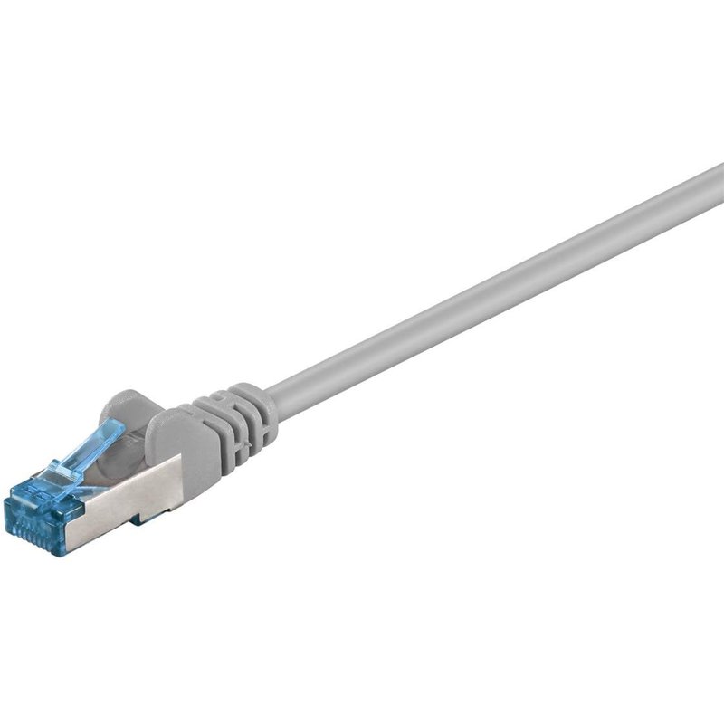 CAT 6a patch cable,Ethernet cable,double shielded,S-FTP up to 10000 Mbits,500 Mhz,halogen-free copper cable,RJ-45 connector,gold-plated contacts,5 m,grey