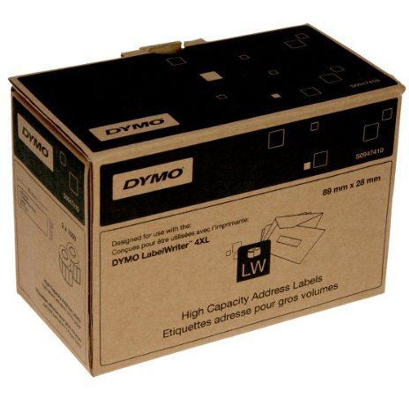 DYMO High Capacity - Blanc - 89 x 28 mm 2100 étiquette(s) (2 rouleau(x) x 1050 étiquettes adresses - pour DYMO LabelWriter