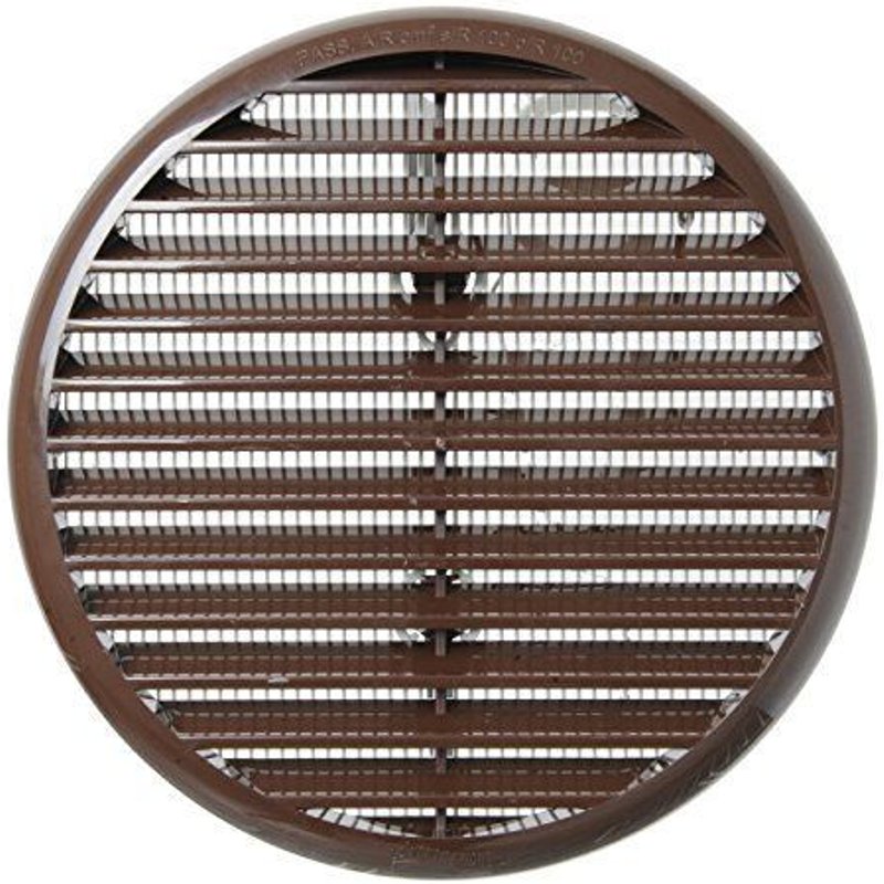 La ventilation tur125 m Grille de ventilation en plastique avec ressorts, marron, diamètre 155 mm