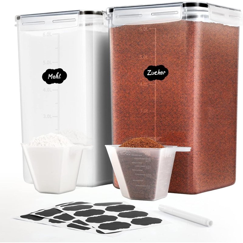 6,5l Boite Rangement Cuisine Lot De 2,Boîte Hermetiques Alimentaires En Plastique Sans Bpa,Organiseur De Cuisine Pour Farine Sucre Cereales Pâtes,Boite De Conservation Alimentaire