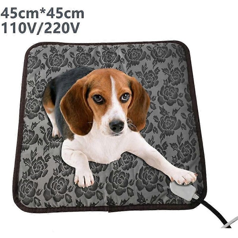 Coussin Chauffant Réglable Pour Chien Chat Protection Contre La Mise Hors Tension Tapis Chauffant Électrique Lit Imperméable À L'eau Résistant Aux Morsures Fil Couverture Électrique-Prise Type A-Us 45x45cm