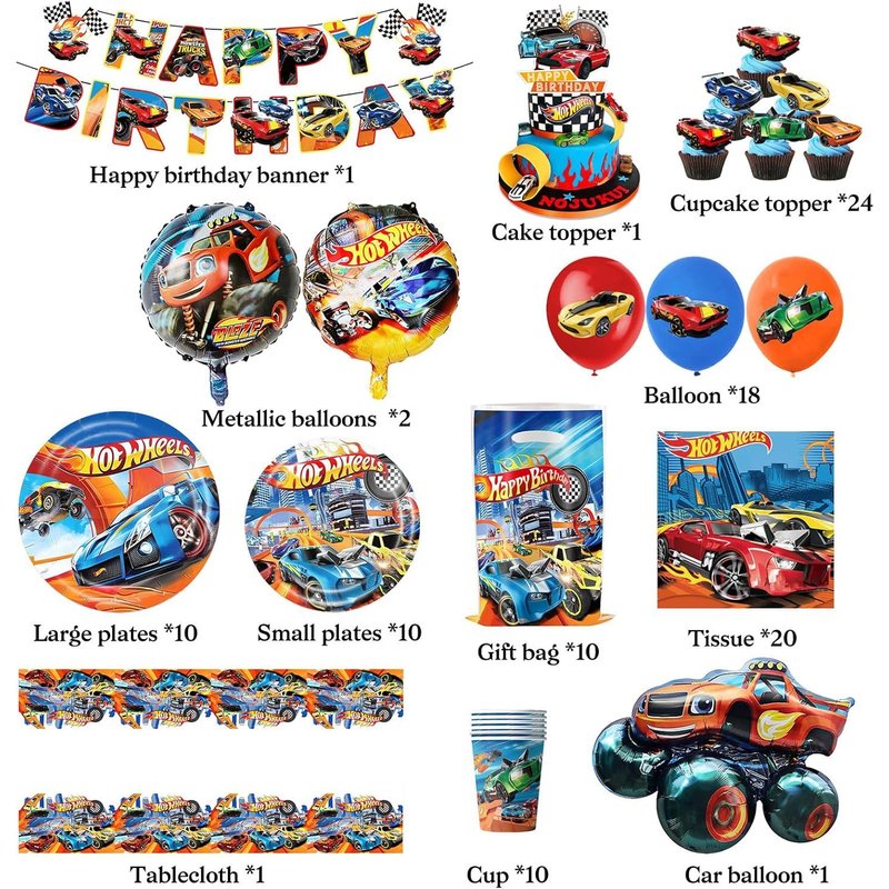 Cauc-108 DĂ©co Anniversaire,DĂ©coration D'anniversaire Enfant,Vaisselle De FĂȘte, DĂ©coration Anniversaires Banniere,Ballons,Assiettes,Serviettes,Nappe,Cupcake Toppers,Ballons Ă L'hĂ©lium