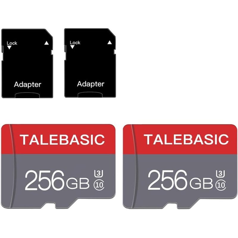 256Gb Carte Mémoire Micro Classe 10 - Carte Tf Haute Vitesse Avec Adaptateur Pour Tablette/Téléphone Portable/Appareil Photo/Autoradio/Console De Jeu (Lot De 2 Cartes 128 Gb)