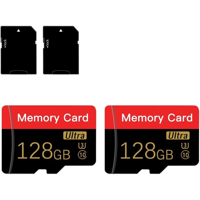 Lot De 2 Cartes Mémoire Micro 128 Go Avec Adaptateur C10/U3/Uhs-I/A1, Transflash, Carte Tf Pour Appareil Photo, Smartphone, Tablette, Drone (128 Go X 2-A)