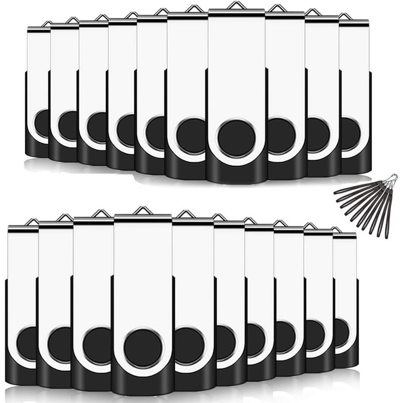 Lot De 20 Clés Usb 2.0 Avec Cordon De Serrage Noir 2 Go