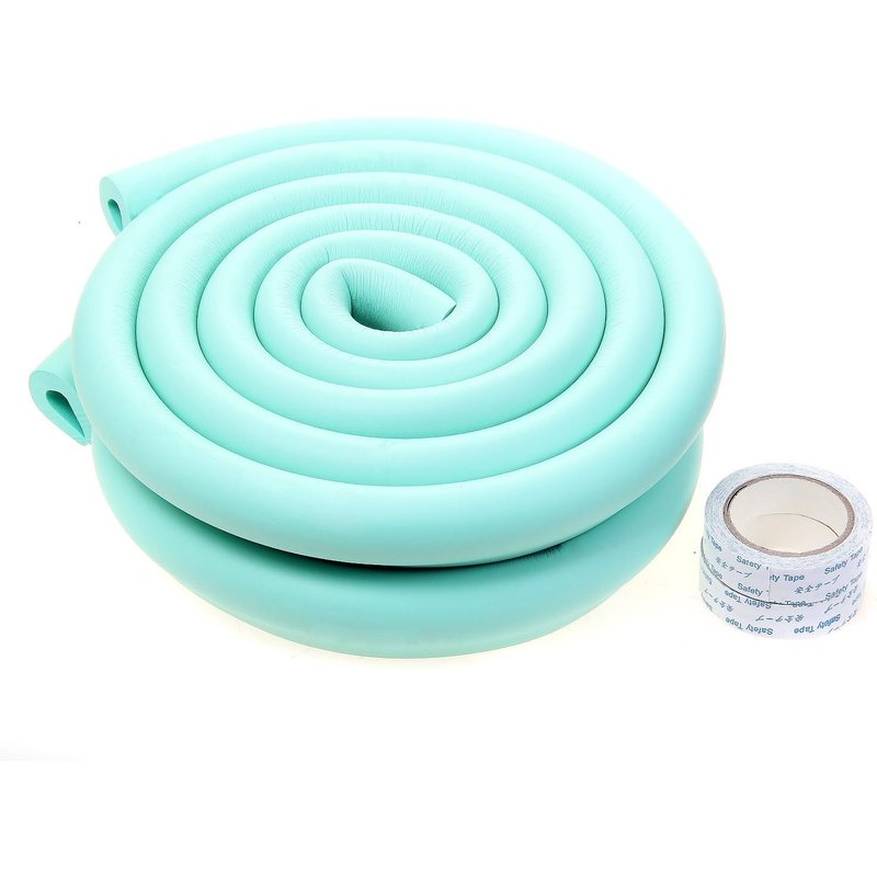 4 Mètre Anti Choc Protecteurs,TKD7003. U-Forme Rouleau en Mousse Protections Bords de Table en Verre,Sécurité épreuvage pour Bébé Enfants,Suave Protections de rebords 2x2M,Vert Clair