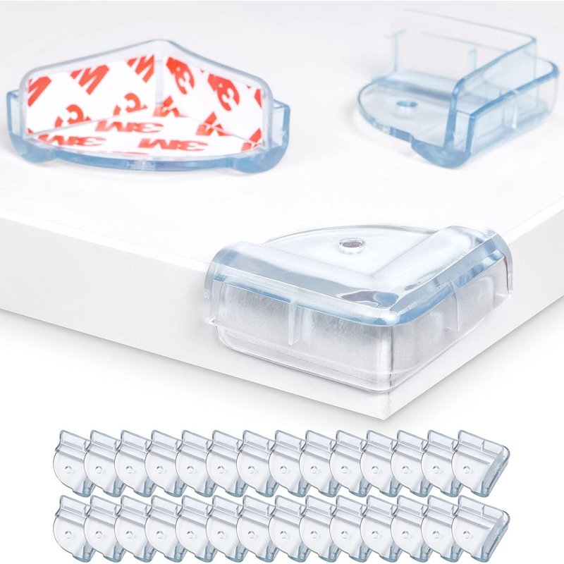 Protecteur D'angle De Table,Lot De 24,Transparent,Forme Carré,Protecteurs Des Bords,Protection D'angle Parfait Pour Les Coins De Meubles,Doté D`Un Adhésif Spécial,Antichoc Tête,Corner Guard