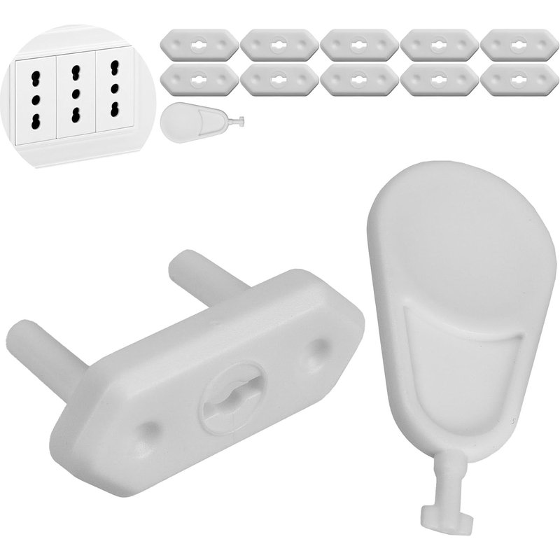 Cache-Prise Bébé sans Adhésif,10 pièces,en Blanc,Convient aux Prises de Type F et L,Sûreté Enfants,Protection des Doigts à insérer,protège-Prise avec clés,Sécurité bébé,Sécurité Enfant Prises