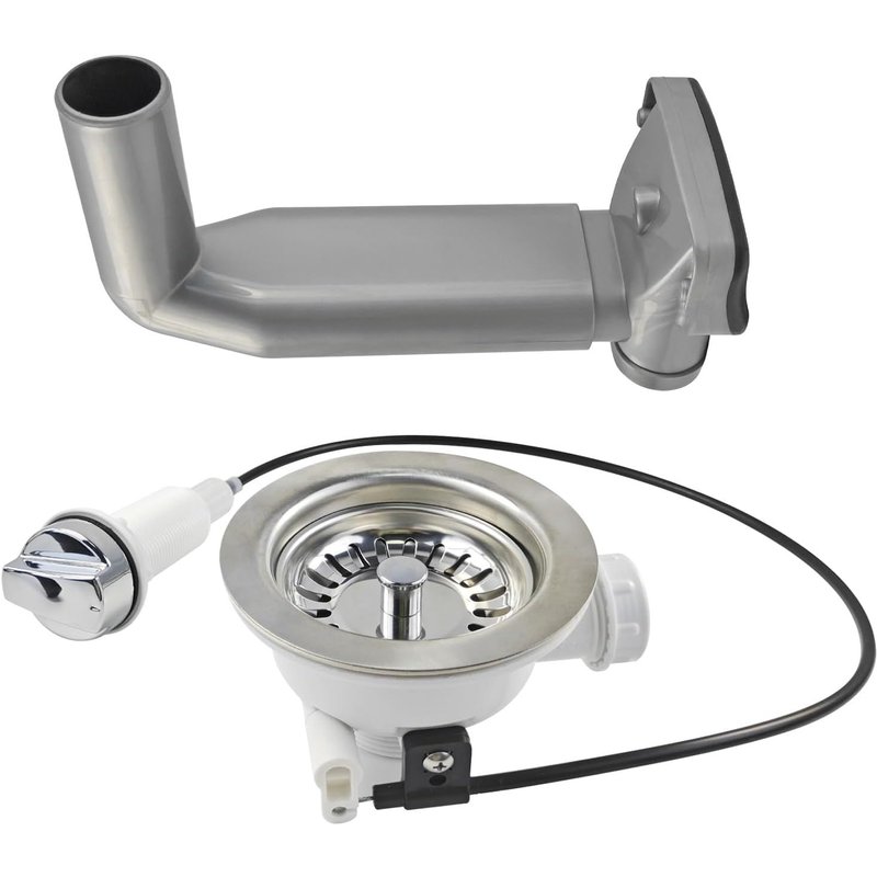 Kitchen Sink Strainer 114 mm,PP + Stainless Steel 304 Siphon Kitchen Sink,Twist Lock Drain for Kitchen Sink,Kitchen Sink Accessories,for All Types of Sinks (Silver)