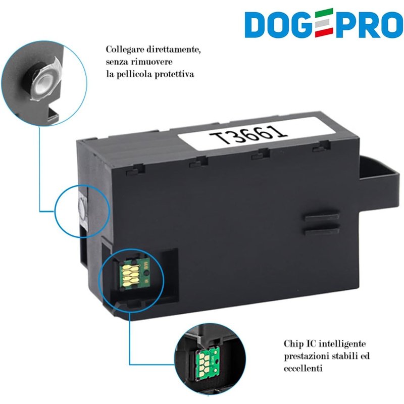 Dogepro Boîte d'entretien d'encre de rechange pour T3661 ou C13T366100, fonctionne avec les imprimantes XP-8500 XP-8505 XP-8600 XP¿8605 XP-15000 XP-6000 XP-6001 XP-6005 XP-6100 XP-6105 XP-9705