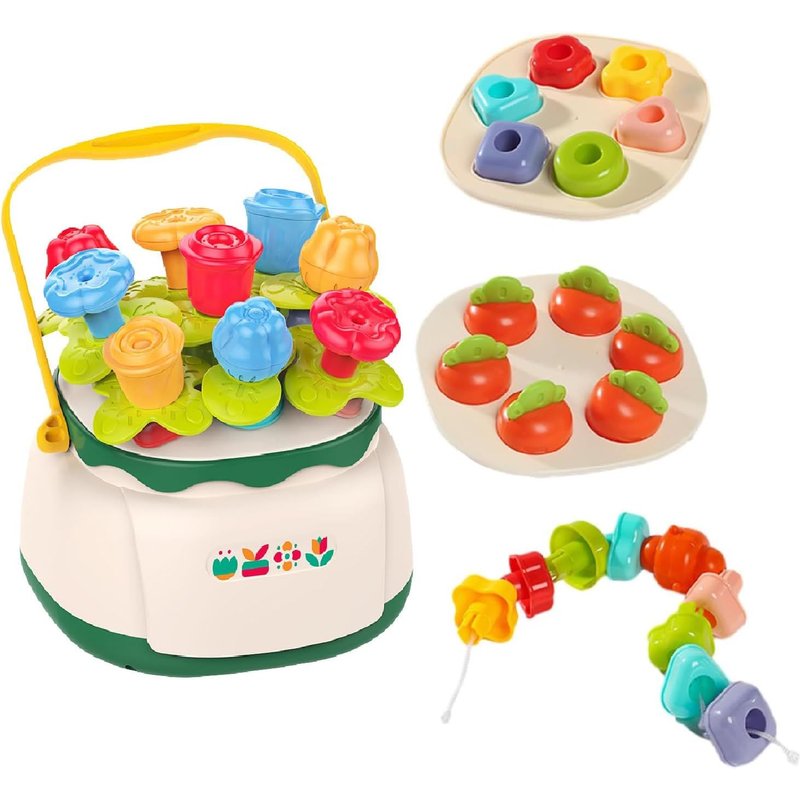 Jouet Bebe 1 2 An,Jouets De Construction De Jardin De Fleurs,Jeux Pédagogique Empilable 1 2 3 4 Ans,Jouet Enfiler Motricité Fine Educatif Jeu Pour Bébé
