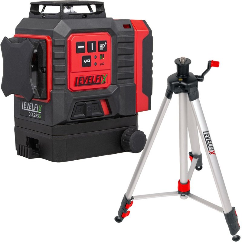 Levelfix CCL283G Laser multiligne 3D, faisceau vert - Set avec trépied 1,5 m - NETIM - 562831