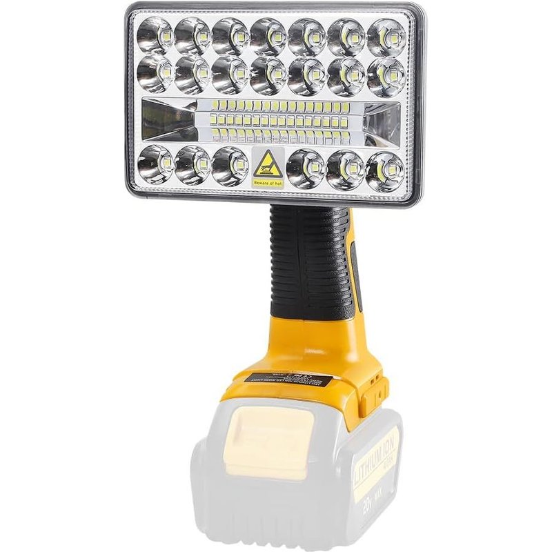 18V 2000Lm Lampe De Travail Led Multifonctionnelle Sans Fil Longue Portée Avec Port Usb Compatible Avec Dewalt 18V Lithium Lampe De Poche Extérieure Pour Chantier (Sans Batterie)