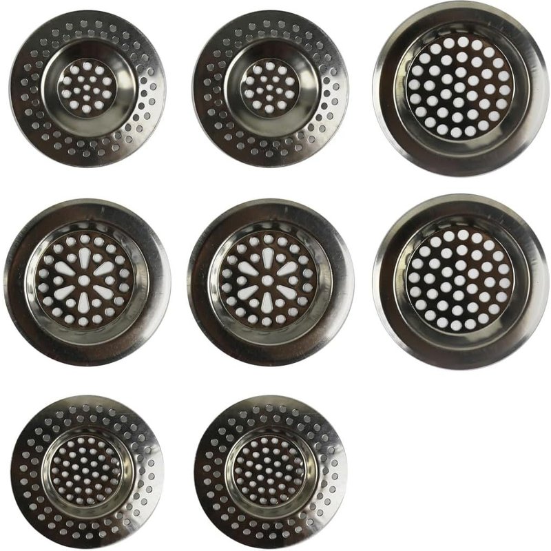 8 Pack Stainless Steel Sink Strainer for Basin and Shower-Hair Strainer with 90 Holes for Quick Drainage,Sink and Bathroom,Drain Strainer Easy to Clean