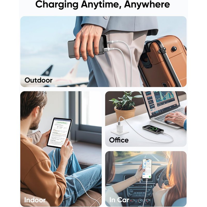 Câble USB C, 3 m Câble USB A vers C 5 Gbps Câble en nylon tressé de Compatible avec iPhone 16/15 Pro Max, Galaxy S24 S23 S22, Android Auto-Blanc