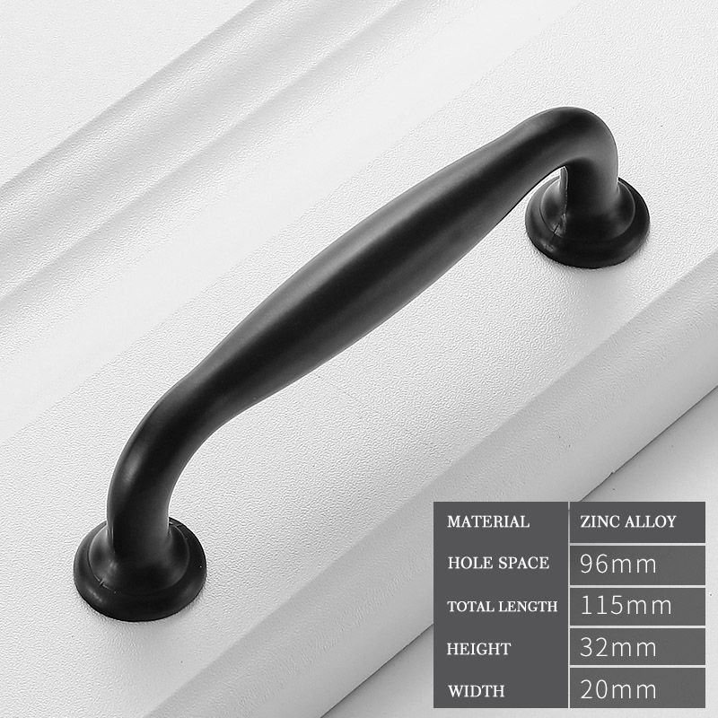 A05196 - Placard Noir En Alliage De Zinc, Style Américain, Panneau De Cuisine, Tirettes De Porte, Boutons De Chaîne, Quincaillerie De Meubles De Mode