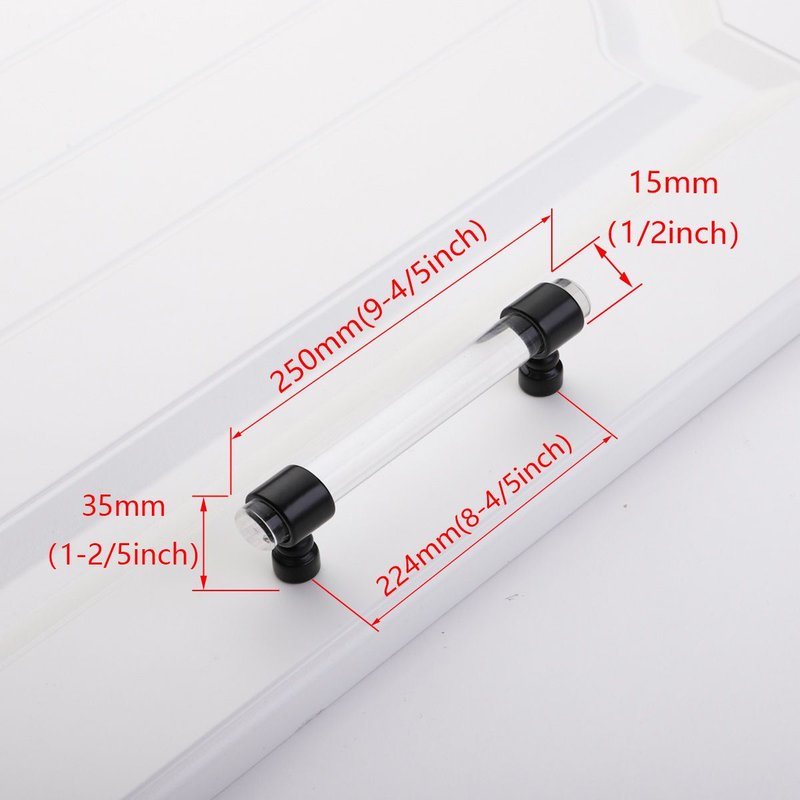 Noir-224 Mm - Poignée Cylindrique En Acrylique Pour Meubles, Meubles De Maison, Document Transparent, Mode Européenne