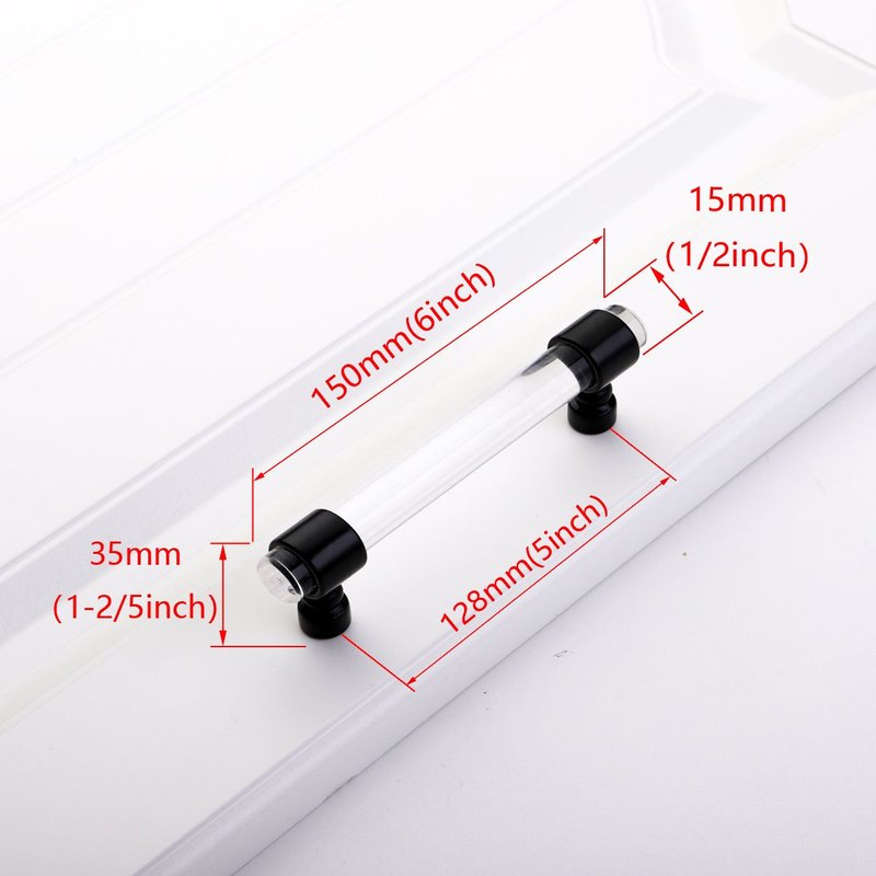Noir-128 Mm - Poignée Cylindrique En Acrylique Pour Meubles, Meubles De Maison, Document Transparent, Mode Européenne