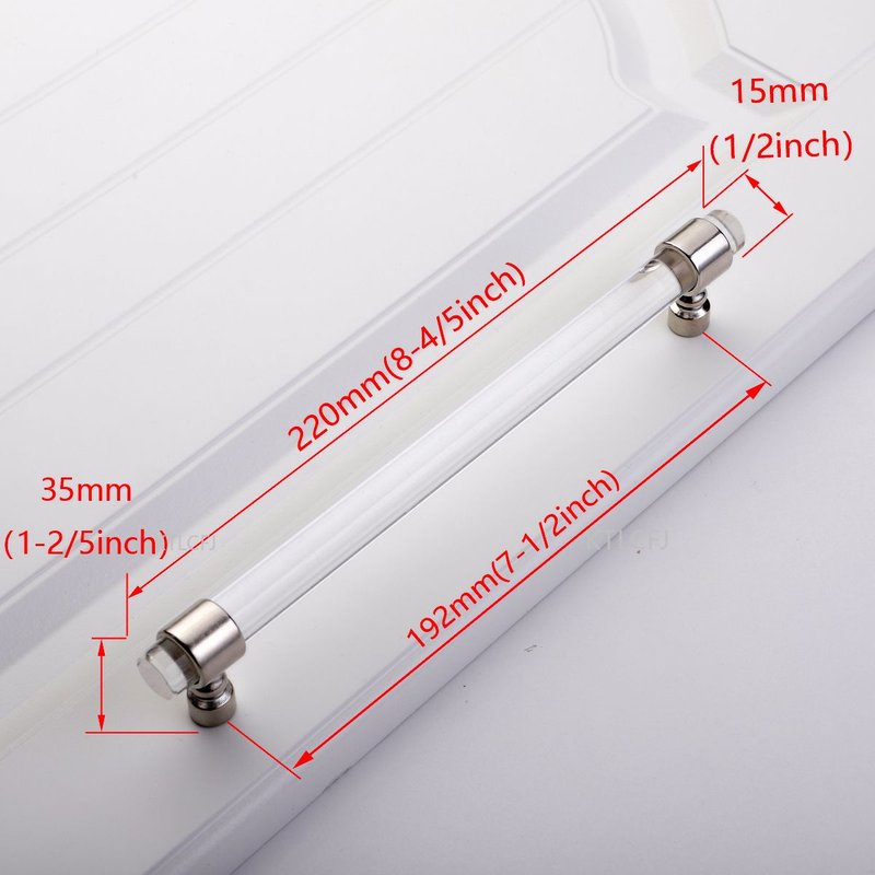 Argent-192 Mm - Poignée Cylindrique En Acrylique Pour Meubles, Meubles De Maison, Document Transparent, Mode Européenne