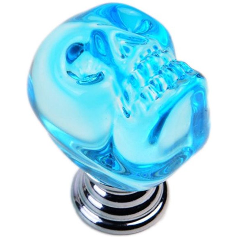 1 Packs - Bleu - PoignĂ©e De Porte En Verre Cristal Transparent, PoignĂ©e De Tiroir, PoignĂ©e De TĂȘte De Mort En Verre, PoignĂ©e DĂ©corative Pour La Maison, La Cuisine, La Chambre Ă Coucher
