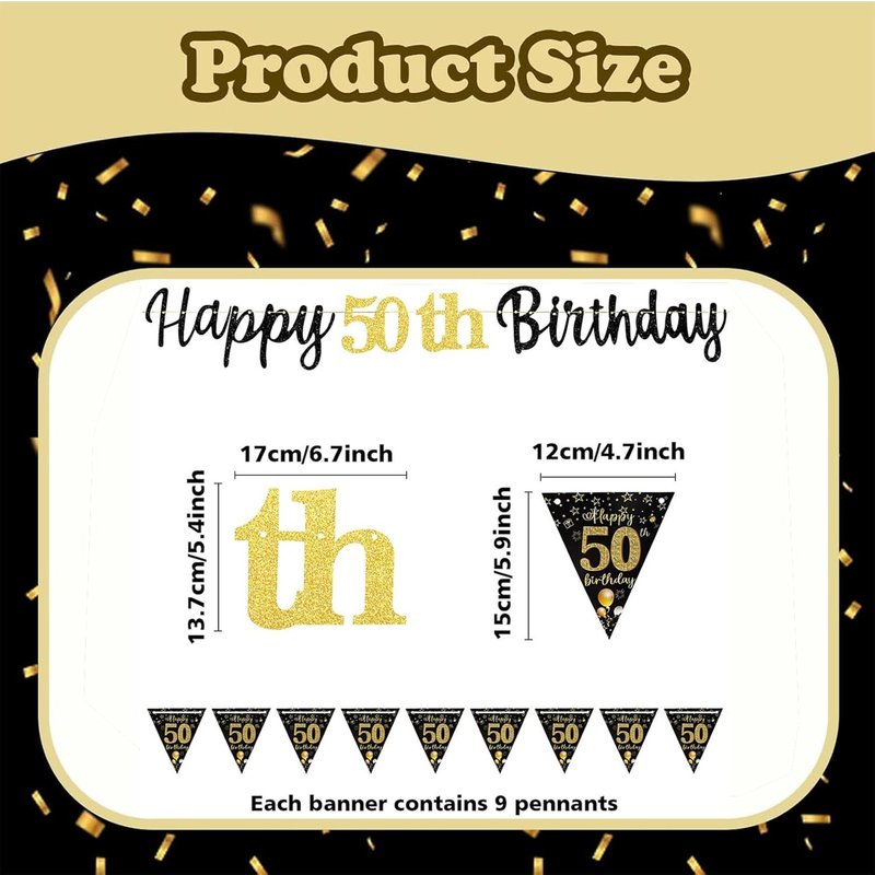 Decoration Anniversaire 50 Ans Noir Or Deco Anniversaire Pour Garçons Filles 50 Ans Anniversaire Fournitures De DĂ©corations De FĂȘte D'anniversaire