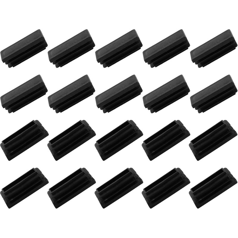 Rectangular End Caps (40 x 15mm) 21 Pieces Plastic Protective Tips for Rectangular Tubes with Thread for Furniture Legs Tables Chairs Black