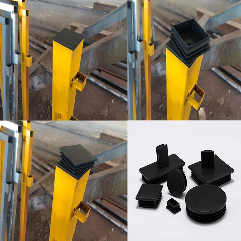 Pack Of 9 Lamellar Plugs For Square Tubes, 70 X 70 Mm, Plastic End Caps For Trampoline Furniture Legs (Black)