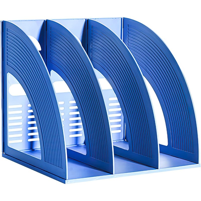 A4 Document Holder Magazine File Folder Desk Organizers Compartments Document Box Bookends for Office Home and Storage Shelves (Blue,3
