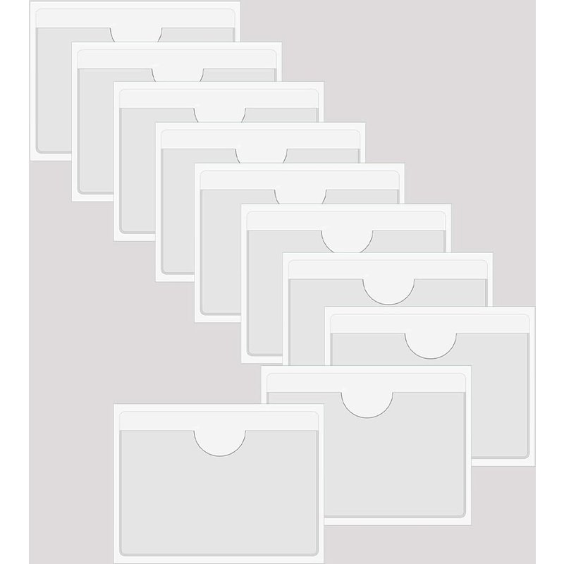 10 Pack Clear Self Adhesive Index Card Pockets for Index Cards,Planners,Cabinets,Shelves (150x95mm)