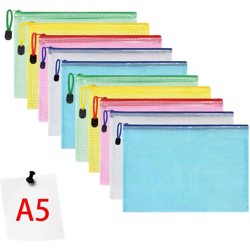 Pack of 10 A5 PVC Zip Document Folders for Document Storage and Recipes