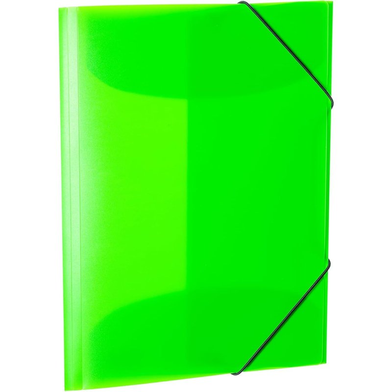 19658 A4 Clear Neon Green Kids Folder With Inner Flaps And Elastic Strong Plastic For Boys And Girls