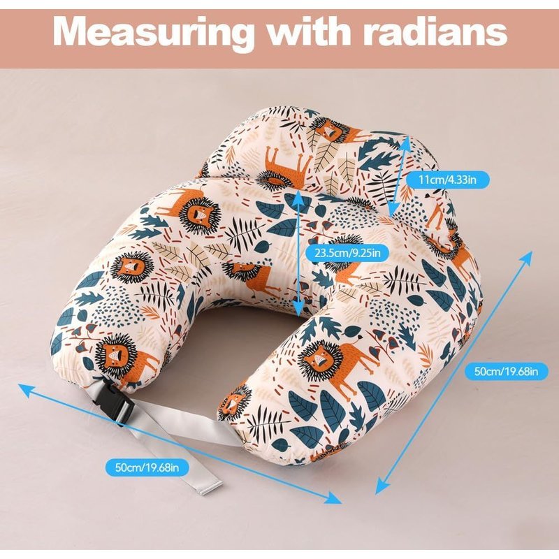 Baby Nursing Pillow,Multi-Function Nursing Pillow With Adjustable Waist Strap And Side Support,Removable 100% Cotton Pillow,Lion Design