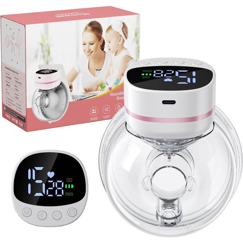 Hands Free Breast Pump,Portable Baby Mouth Breast Pump With 5 Modes And 15 Levels,Portable Electric Breast Pump-19/21mm Flange (Black And White,1pcs)