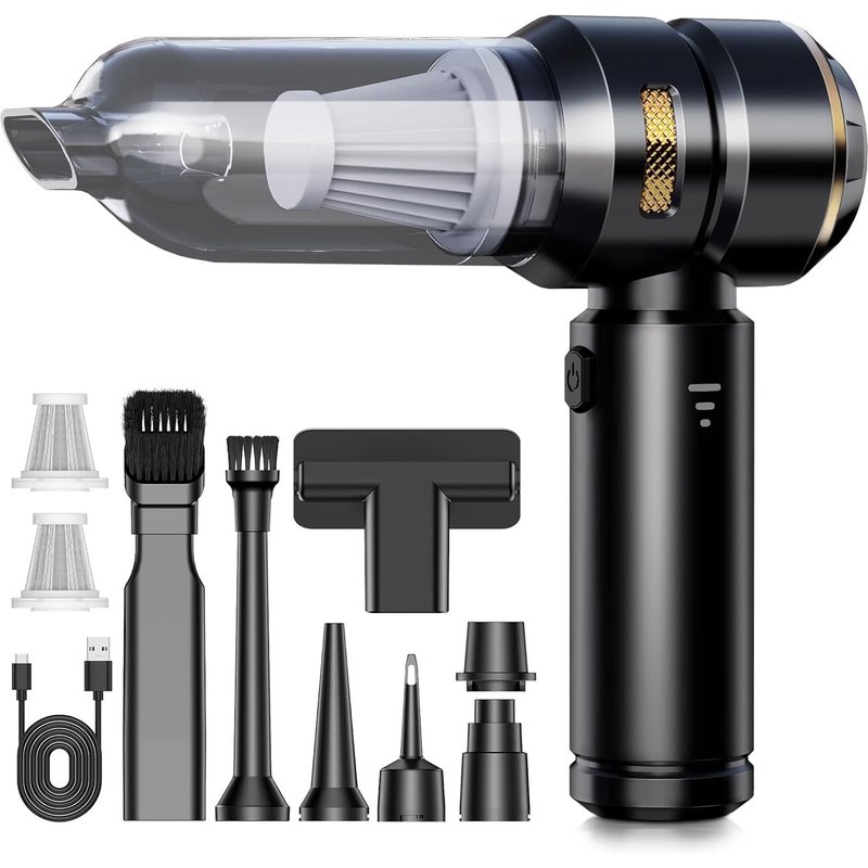 Aspirateur À Main, 26000Pa Aspirateur Voiture Puissant 4-In-1 Mini Aspirateur Voiture Puissant Sans Fil, Moteur Sans Balai Avec 3 Niveaux Aspirateur De Voiture Pour Animaux Maison Car, Noir