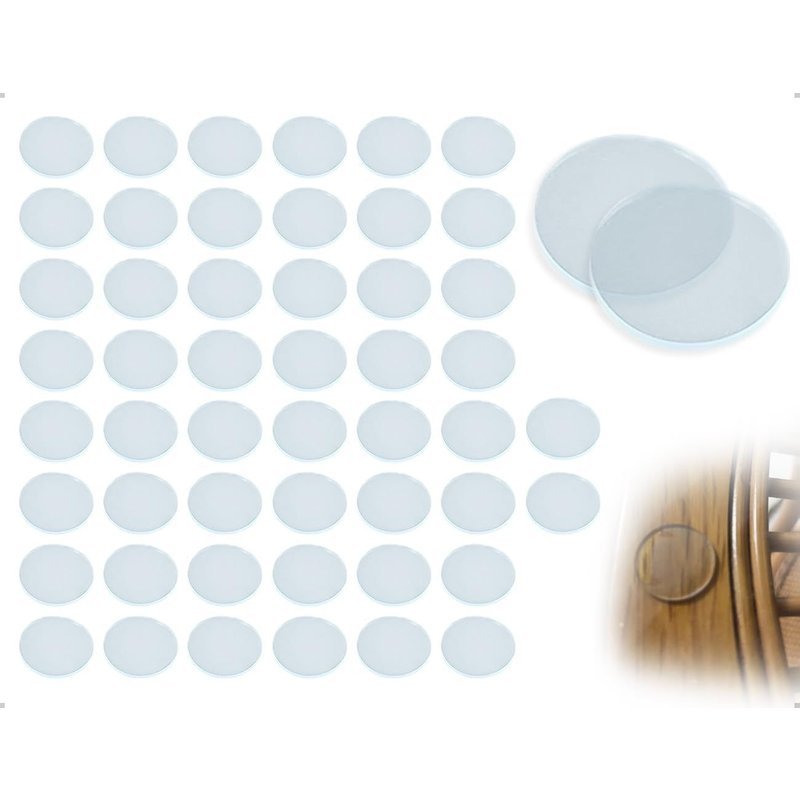 50 x Protective Pads, Elastic PVC Pads, Transparent Spacers, Self-Adhesive Furniture Pads, Non-Slip Pads, Table Tops, Impact Absorbers (25 mm, Round)