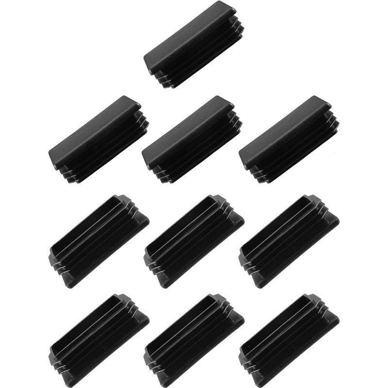 Rectangular End Caps (60 x 30 mm) 10 Pieces Plastic Protective Tips for Rectangular Tubes with Thread for Furniture Legs Tables Chairs Black