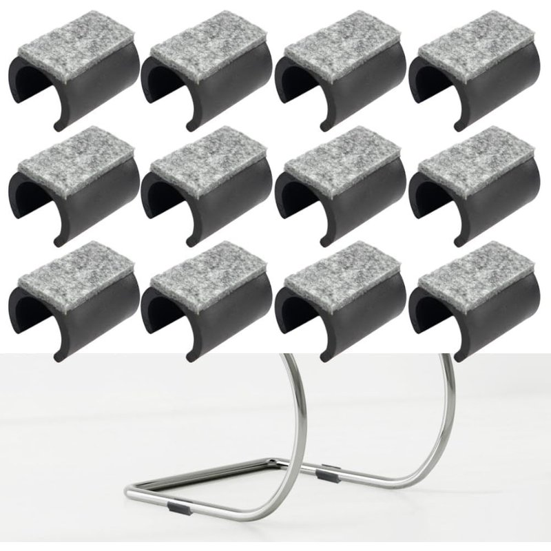 U-Shaped Chair Pads 12 Pieces Plastic Chair Legs U-Shaped Table Chair Sliders with Felt Pads for Chair in Door Chair, 32mm