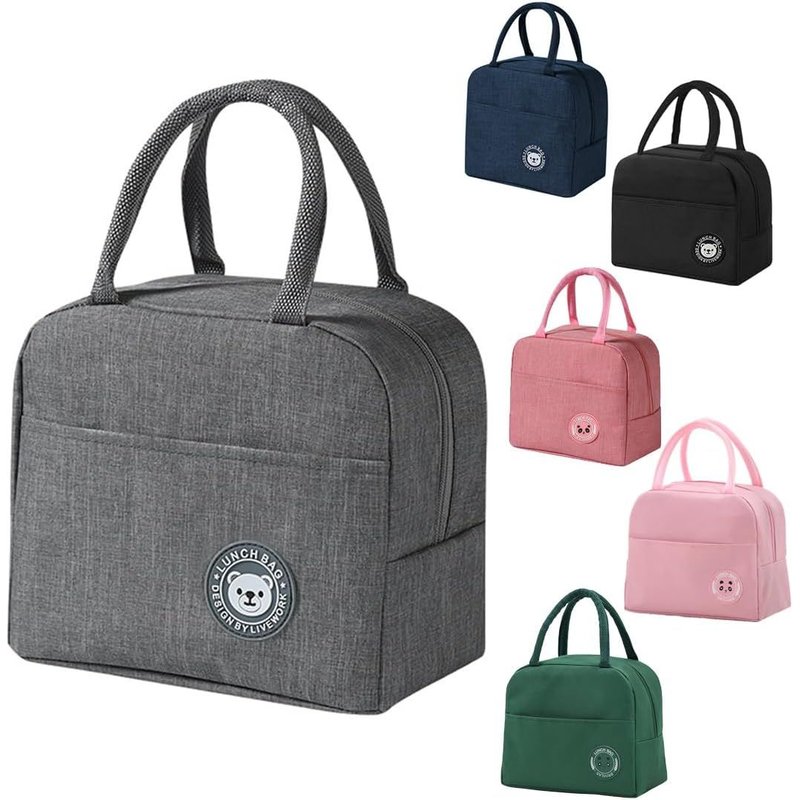 Sac Isotherme Repas 6L Petit Panier Repas Lunch Box Isotherme Sacs Repa Portable À Déjeuner Pliable Petit Sacs Lunch Box Étanches Pour Femmes,Hommes,Enfants Étudiant Bureau Pique (Gris)