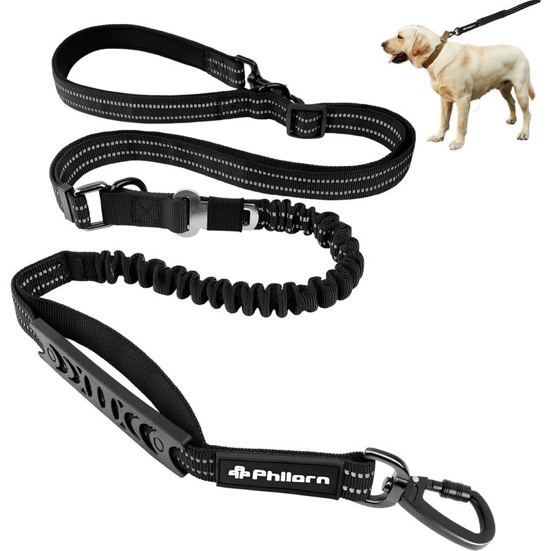 Laisse Pour Chiens De Grande Taille, Robuste Avec Laisse Élastique Multifonction 5 En 1, Poignée Rembourrée Confortable, Fils Hautement Réfléchissants, Ceinture De Sécurité Pour Le Dressage
