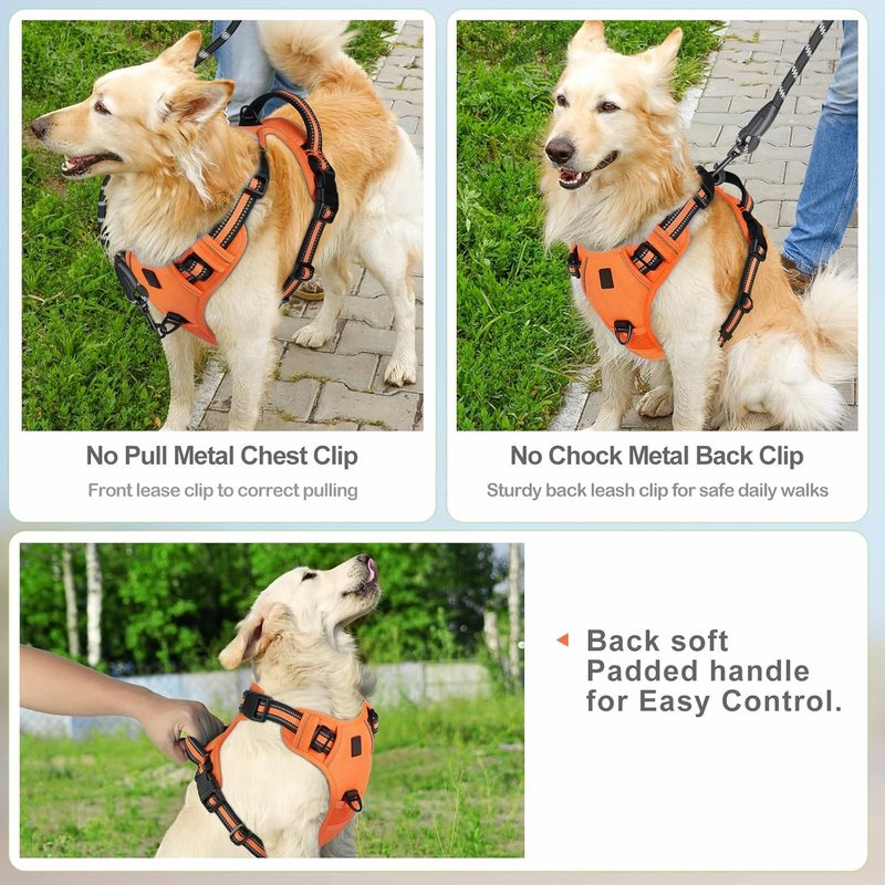 Harnais Chien Anti Traction, Réfléchissant Harnais De Chien Réglable Décourager Tirer Pet Gilet Durable En Nylon Harnais Pour Chiens Moyen Et Grand