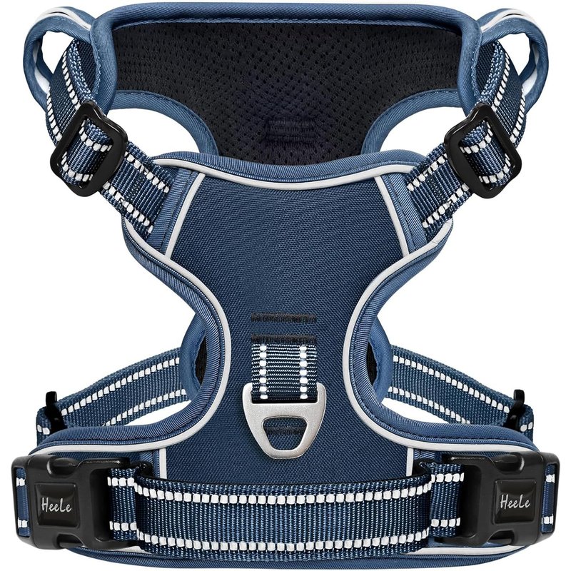Harnais Chien Anti Traction, Réfléchissant, Avec Poignée Rembourrée Contrôl, 2 Anneaux Métal, Harnais Pour Petit Moyen Et Grand Chien, Bleu Royal, S