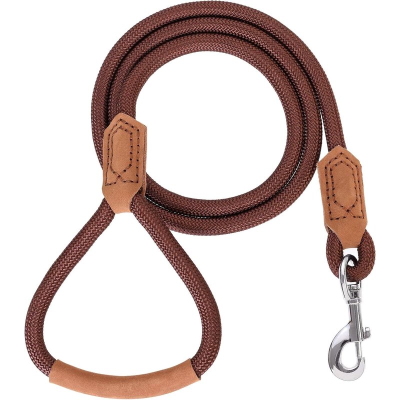 Laisse Pour Chien En Cuir De Qualité Supérieure Laisse À Corde Robuste Poignée En Cuir Fermoir Solide En Alliage De Zinc(Marron Foncé, 1.80 M)