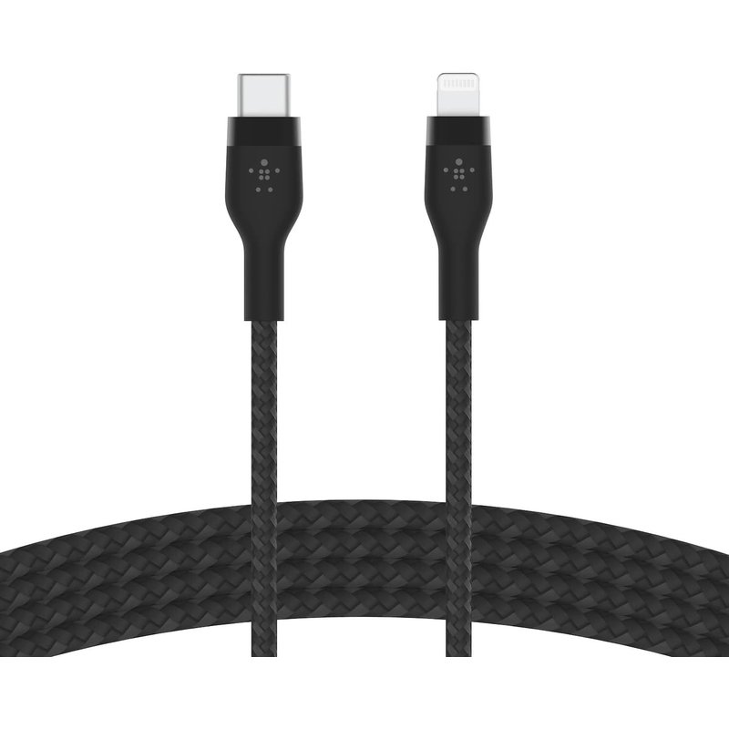 Câble À Gaine Tressée Usb-C Vers Lightning Boostcharge Pro Flex (1 M), Certifié Mfi (20 W), Recharge Power Delivery Pour Iphone 14/14 Plus, 13, 12, Pro, Max, Mini, Se, Ipad, Etc. (Noir)